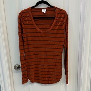 Striped Long Sleeve Tee in Rust and Black